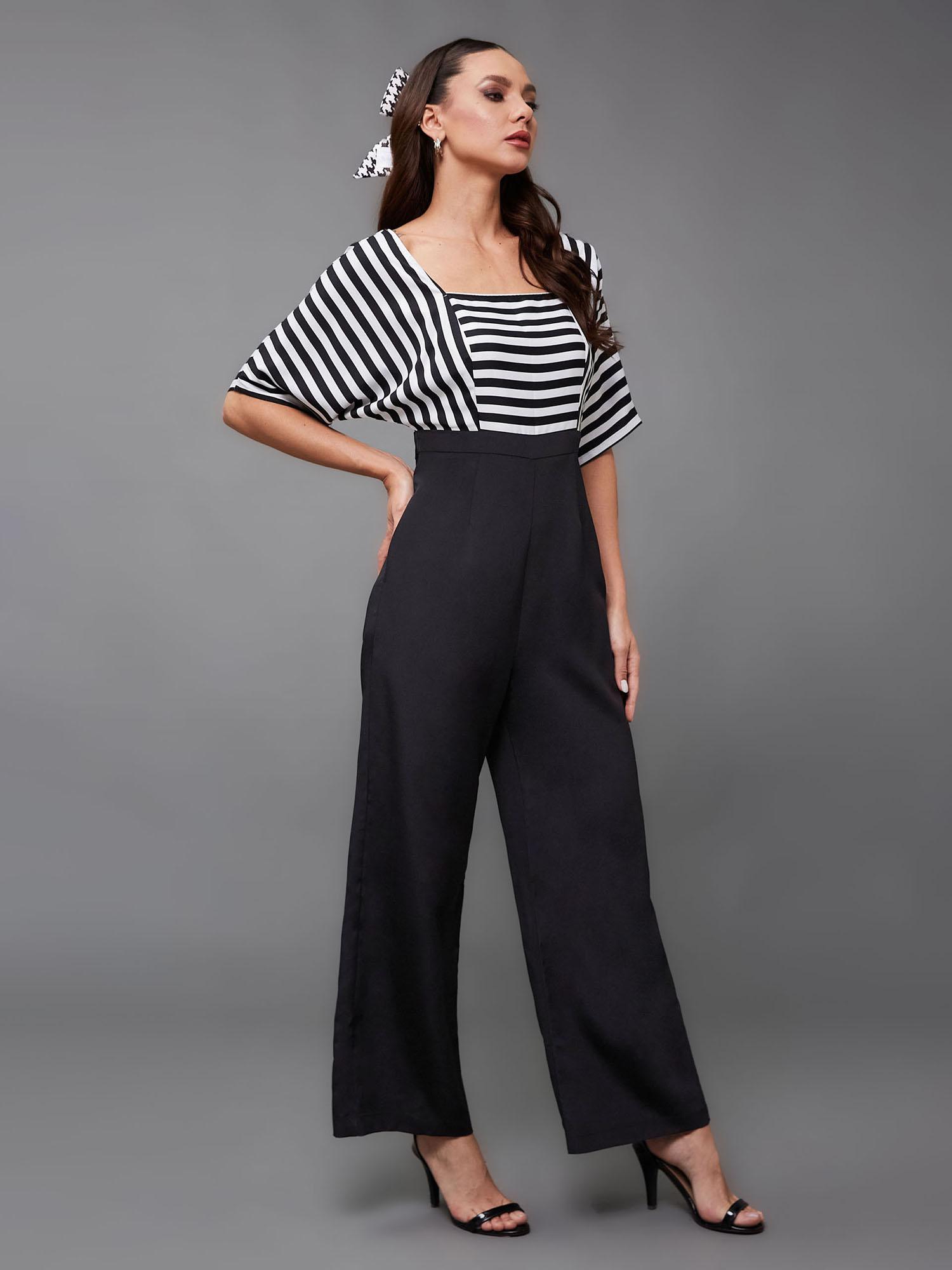 miss chase Women's Black Square Neck Half Sleeve Regular Jumpsuit-picture-44