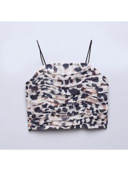 Taffy - kids Animal Printed Ruched Singlet Crop Top-Multi