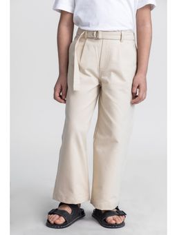 Taffy - kids Full Length Pleat Detail Pant With Belt-Beige