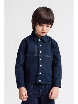 Taffy - kids Stitch Detailed Full Sleeves Jacket-Navy Blue