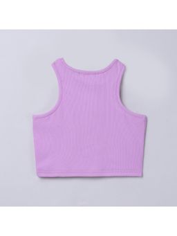 Taffy - kids Rib Sleeveless Crop Top -Purple