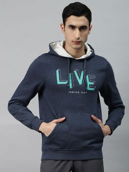 Alcis - Men Navy Blue Printed Hooded Sweatshirt