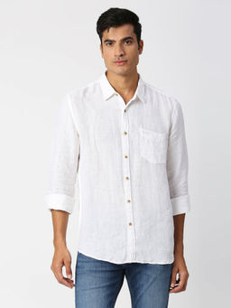 Pepe Jeans - Kingsman Full Sleeves White Pure Linen Casual Shirt