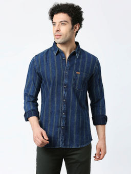 Pepe Jeans - Bily Full Sleeves Indigo Stripe Casual Shirt