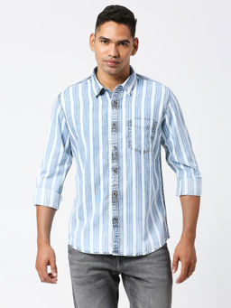 Pepe Jeans - Matthieu Full Sleeves Indigo Stripe Casual Shirt