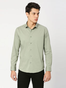 Pepe Jeans - Zorn Full Sleeves Green Cotton Stretch Casual Shirt