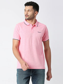 Pepe Jeans - Booster Solid Pink Stretch Slub Mel Polo T-Shirt