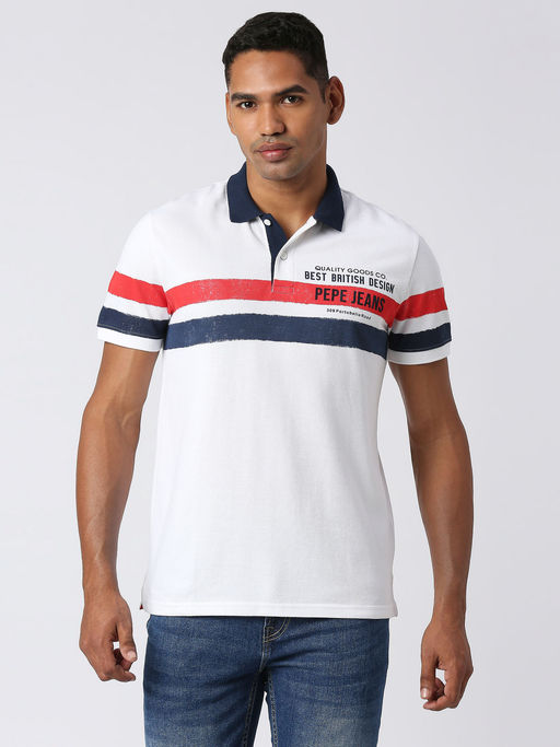 Buy Pepe Jeans Brian Placement Printed Polo T-Shirt Online
