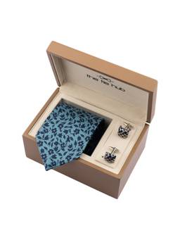 The Tie Hub - Turquoise Necktie with Cufflink Combo Set