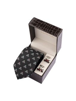 The Tie Hub - Black Bicycle Necktie with Cufflinks Combo Set