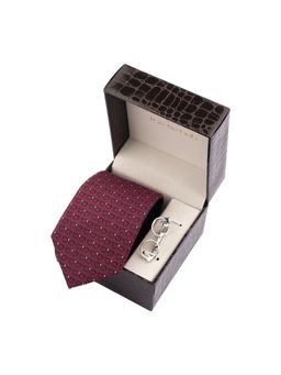 The Tie Hub - Burgundy Spectacle Necktie with Cufflink Combo Set