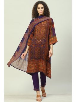 Biba - Purple Printed Suit (Set of 3)