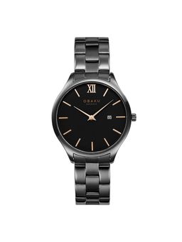 Obaku - Vibe Dark Quartz Black Round Dial Mens Watch - V266Gdbbsb