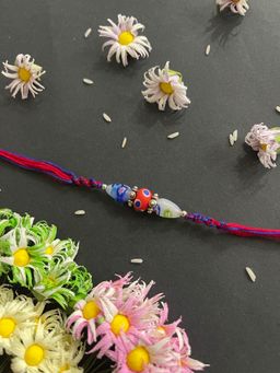 Digital Dress Room - Beautiful Designer Rakhi Red Beads Thread Rakhi