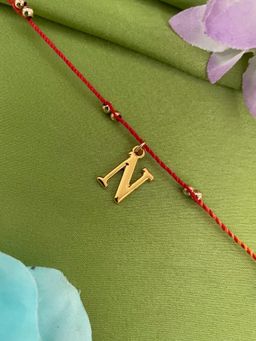 Digital Dress Room - N Letter Gold Beads Moli Rakhi