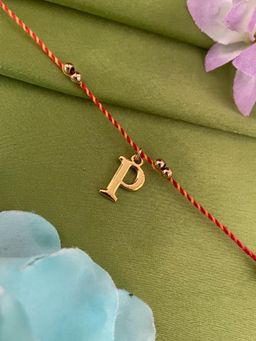 Digital Dress Room - P Letter Gold Beads Moli Rakhi