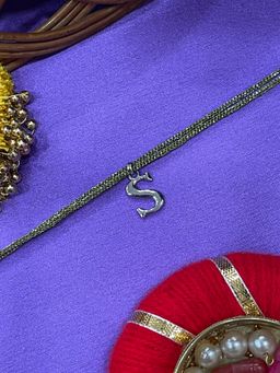 Digital Dress Room - S Letter Name Green Thread Rakhi
