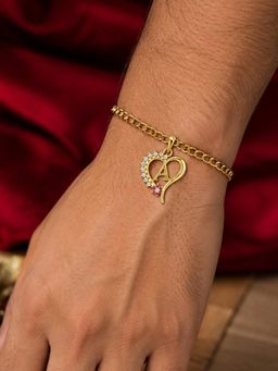 Digital Dress Room - A Letter Heart Bracelet Rakhi