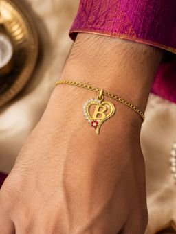 Digital Dress Room - B Letter Heart Bracelet Rakhi