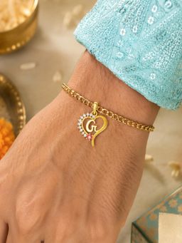 Digital Dress Room - G Letter Heart Bracelet Rakhi
