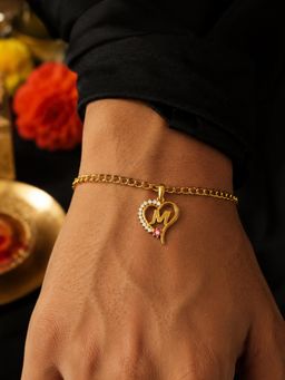 Digital Dress Room - M Letter Heart Bracelet Rakhi