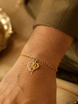 Digital Dress Room - N Letter Heart Bracelet Rakhi