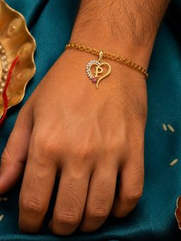 Digital Dress Room - P Letter Heart Bracelet Rakhi