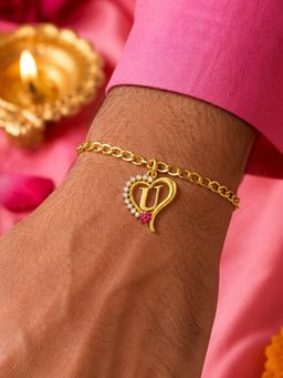Digital Dress Room - U Letter Heart Bracelet Rakhi