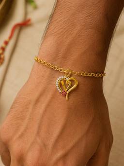 Digital Dress Room - V Letter Heart Bracelet Rakhi