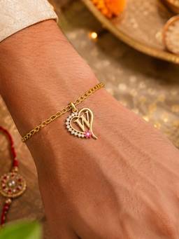 Digital Dress Room - W Letter Heart Bracelet Rakhi