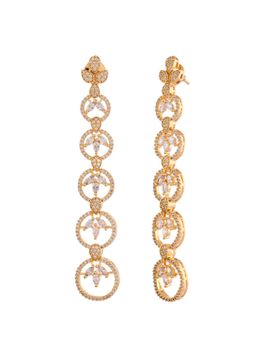 Voylla - Sparkling Elegance Eternal Grace Gold American Diamond Dangler Earrings