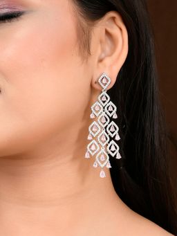 Voylla - Sparkling Elegance Luxurious Soft Pink American Diamond Dangler Earrings