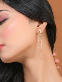 Voylla - Sparkling Elegance Shimmering Chic American Diamond Gold Dangler Earrings