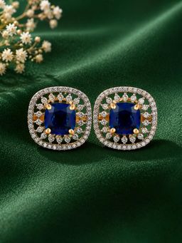 Voylla - Gold Elegance Zivara Blue CZ Stud Earrings