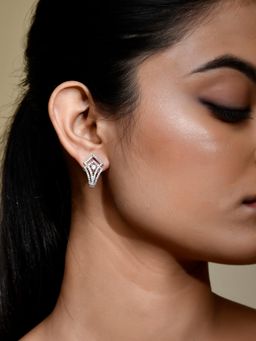 Voylla - Sparkling Elegance Midnight Glow American Diamond Stud Earrings