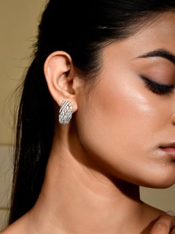 Voylla - Sparkling Elegance Golden Glow American Diamond Stud Earrings