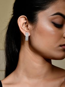 Voylla - Sparkling Elegance Bling Fling Silver American Diamond Stud Earrings