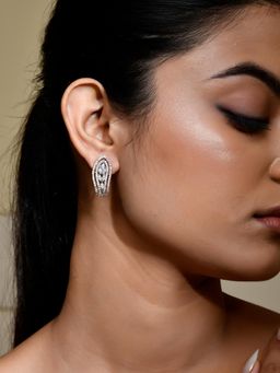 Voylla - Sparkling Elegance Twilight Dual Tone American Diamond Stud Earrings