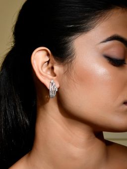 Voylla - Sparkling Elegance Shimmer Chic Dual-Tone American Diamond Stud Earrings