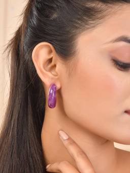 Voylla - Resin Swirls Chic Half Hoop Earrings