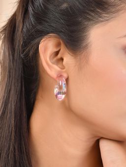 Voylla - Resin Pink Candy Hoop Earrings