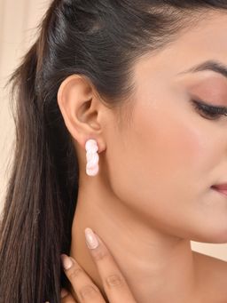 Voylla - Resin Soft Pink Twisted Hoop Earrings