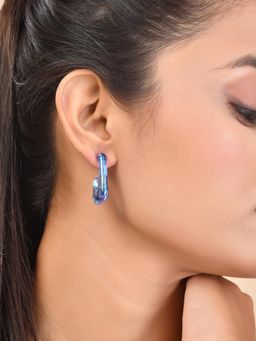 Voylla - Resin Blue Bliss Hoop Earrings
