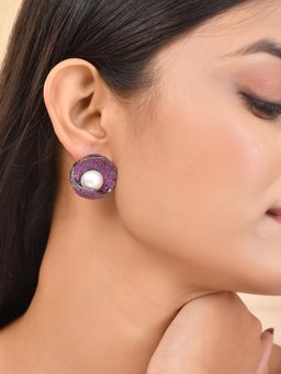 Voylla - Sparkling Elegance Dark Romance American Diamond Stud Earrings