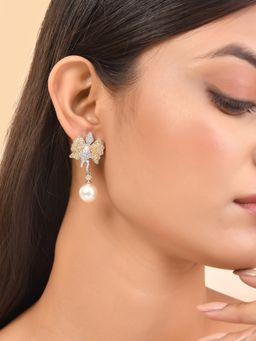 Voylla - Sparkling Elegance Butterfly Dreams American Diamond Drop Earrings