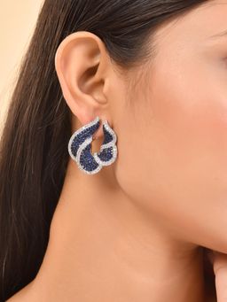 Voylla - Sparkling Elegance Timeless Blue Curves American Diamond Stud Earrings
