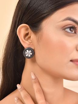 Voylla - Sparkling Elegance Floral Beauty American Diamond Stud Earrings