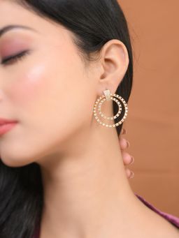 Voylla - Sparkling Elegance Elegant Spirals American Diamond Drop Earrings