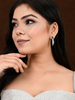 Voylla - Sparkling Elegance Stunning American Diamond Brass Drop Earrings