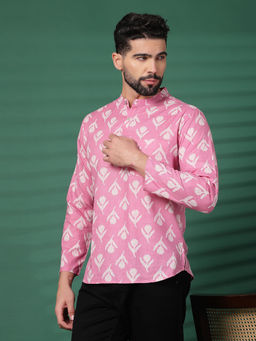 Rama's - Men's Pink Floral Print Kurta